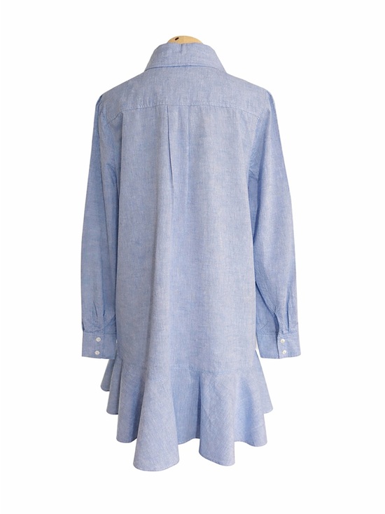 Tuckernuck Chadwick Chambray Dress | Coastal Preppy Blue | Size L - Picture 3 of 11